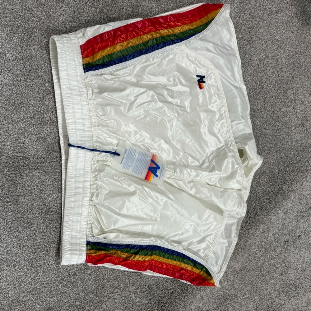 Aviator Nation 5 stripe nylon jogger shorts size M